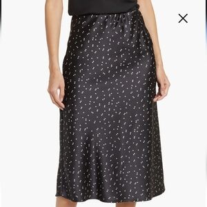 Renee C. Black Midi Skirt with White Stars - Size SMALL